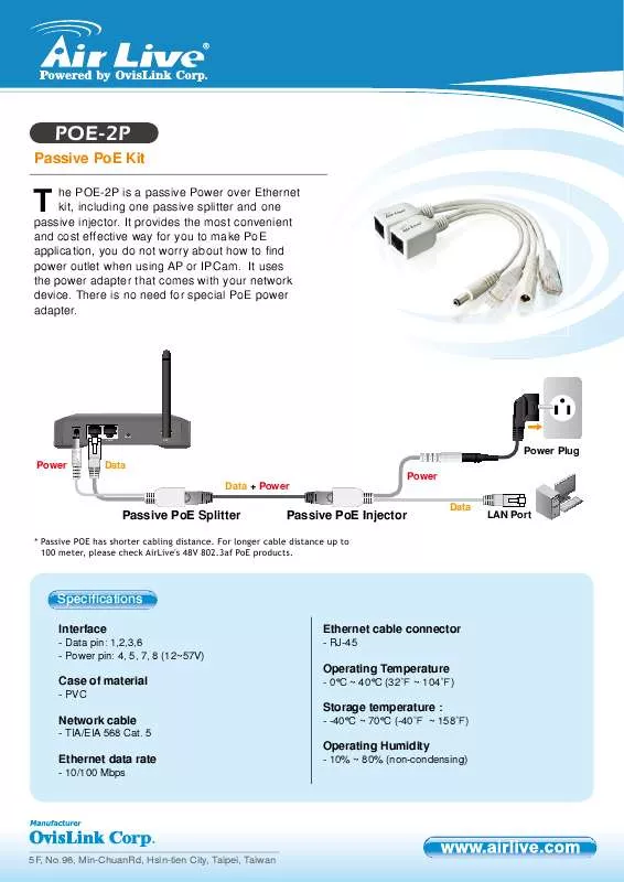 Mode d'emploi AIRLIVE POE-2P