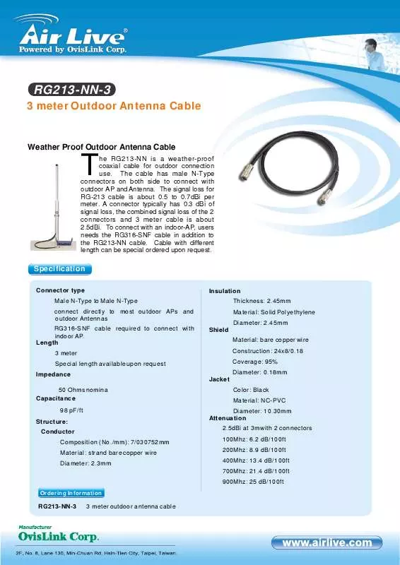 Mode d'emploi AIRLIVE RG213-NN-3