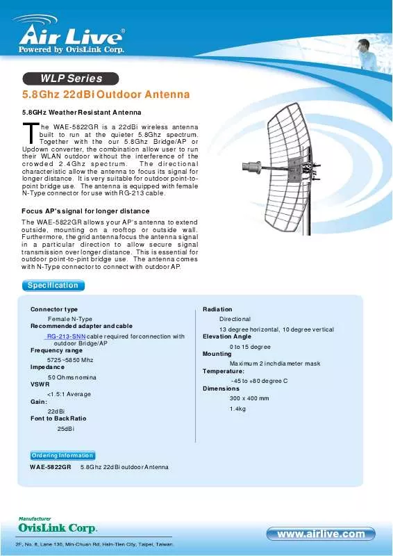 Mode d'emploi AIRLIVE WAE-5822GR