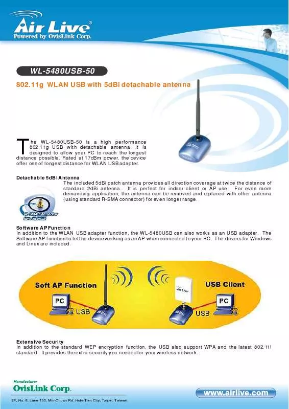 Mode d'emploi AIRLIVE WL-5480USB-50