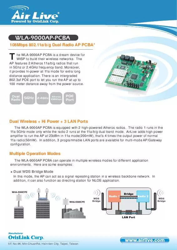 Mode d'emploi AIRLIVE WLA-9000AP PCBA