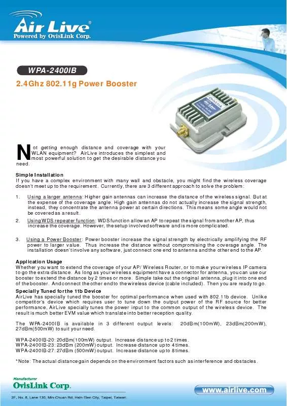 Mode d'emploi AIRLIVE WPA-2400IB