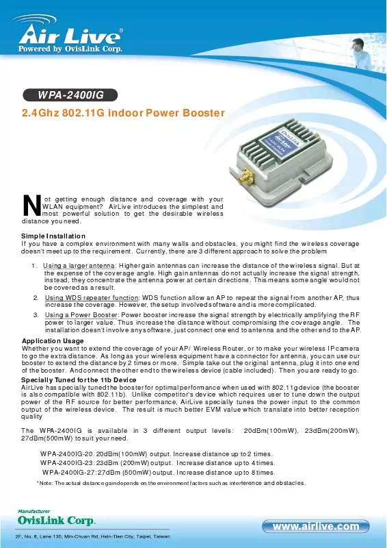 Mode d'emploi AIRLIVE WPA-2400IG