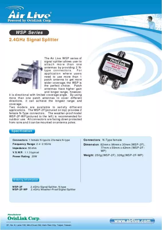 Mode d'emploi AIRLIVE WSP-2F-WP