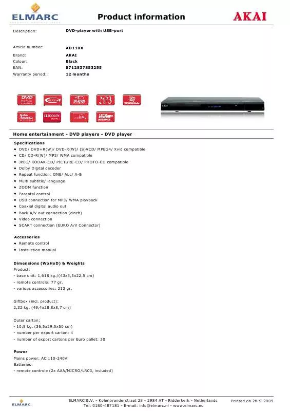 Mode d'emploi AKAI AD110X