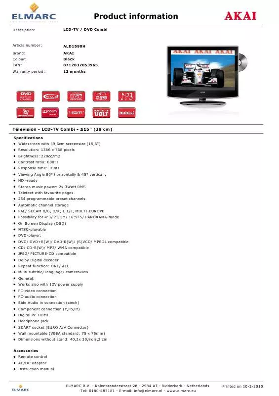 Mode d'emploi AKAI ALD1590H