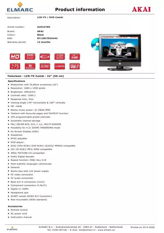 Mode d'emploi AKAI ALD2270H