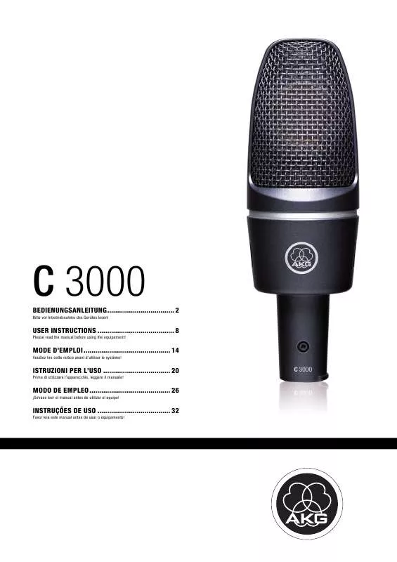 Mode d'emploi AKG C 3000