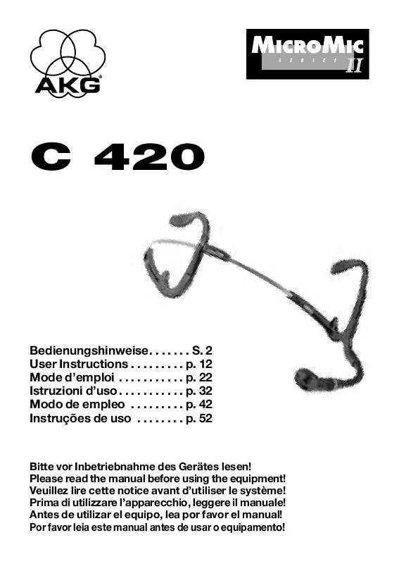 Mode d'emploi AKG C 420