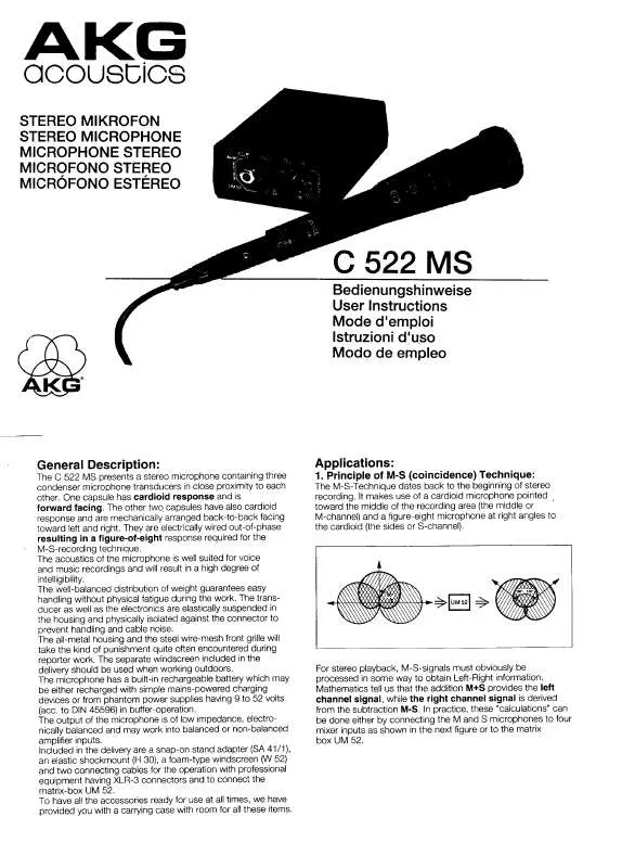 Mode d'emploi AKG C 522 MS