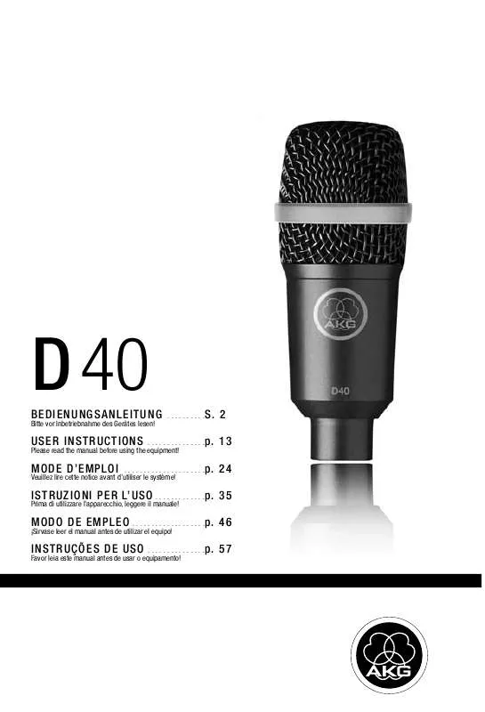 Mode d'emploi AKG D 40