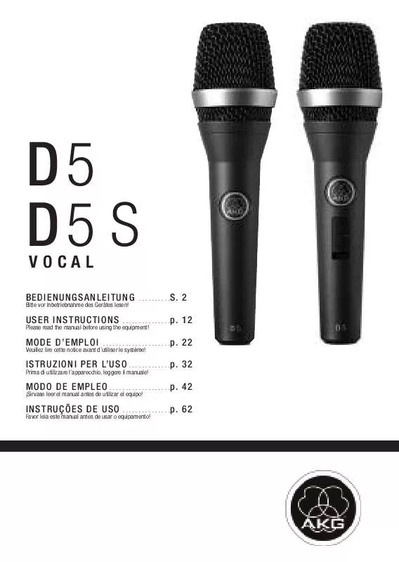 Mode d'emploi AKG D 5