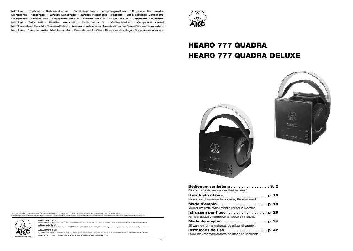 Mode d'emploi AKG HEARO 777 QUADRA