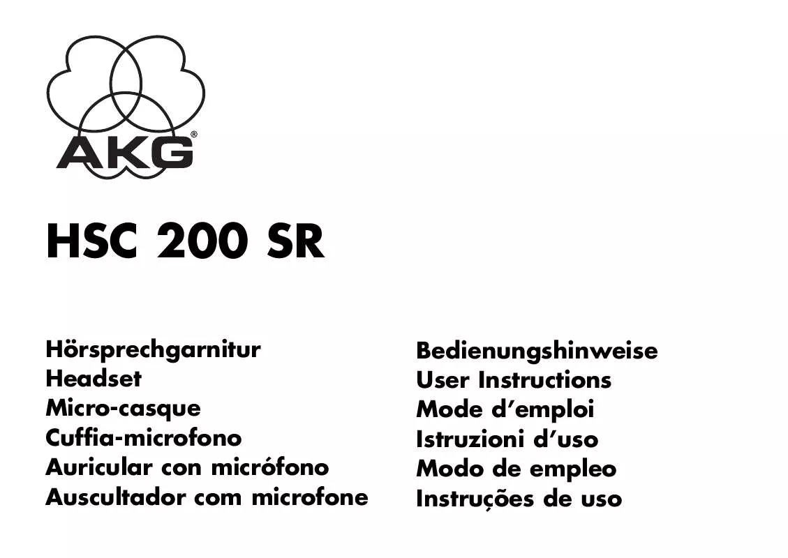 Mode d'emploi AKG HSC 200 SR