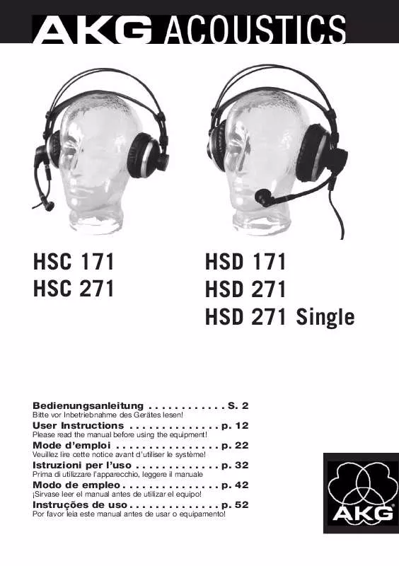 Mode d'emploi AKG HSD 271 SINGLE