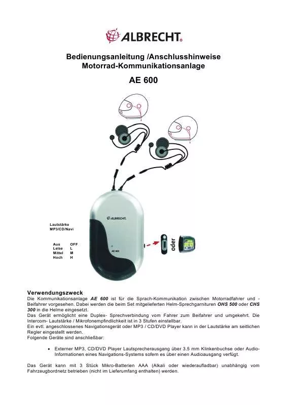 Mode d'emploi ALAN ALBRECHT AE 600