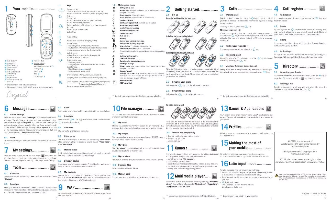Mode d'emploi ALCATEL CRYSTAL