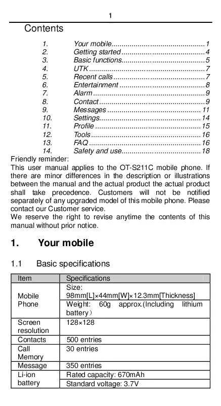 Mode d'emploi ALCATEL OT-203C