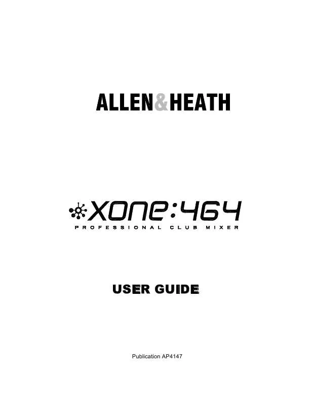 Mode d'emploi ALLEN & HEATH XONE 464