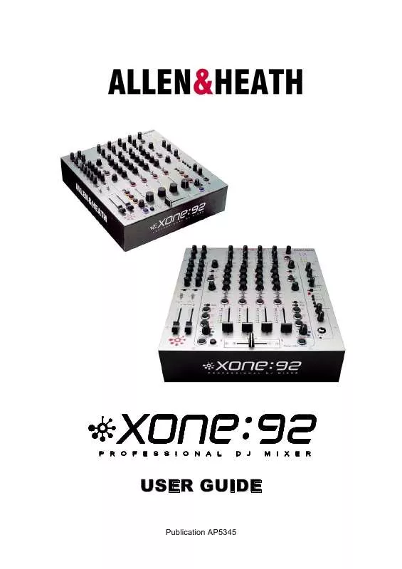 Mode d'emploi ALLEN & HEATH XONE 92