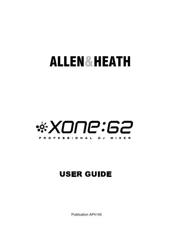 Mode d'emploi ALLEN & HEATH XONE 62