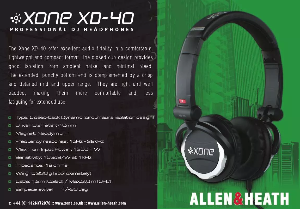 Mode d'emploi ALLEN & HEATH XONE XD40