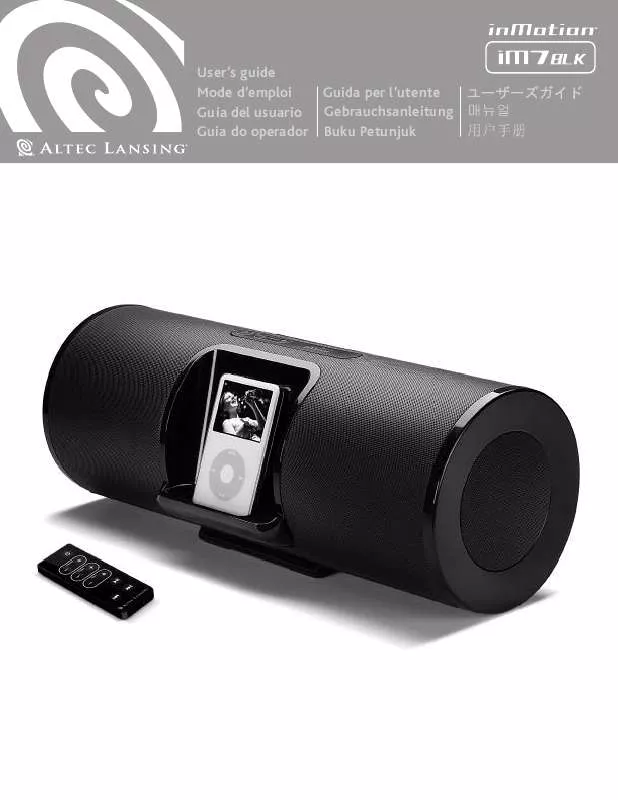 Mode d'emploi ALTEC LANSING INMOTION IM7BLK