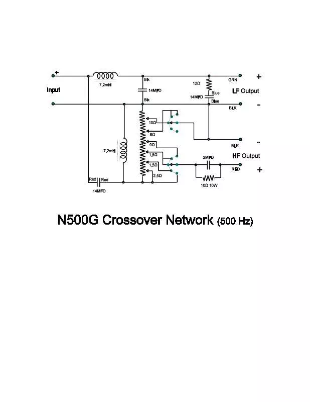 Mode d'emploi ALTEC LANSING N500G CROSSOVER NETWORK