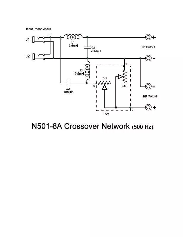 Mode d'emploi ALTEC LANSING N501-8A CROSSOVER NETWORK