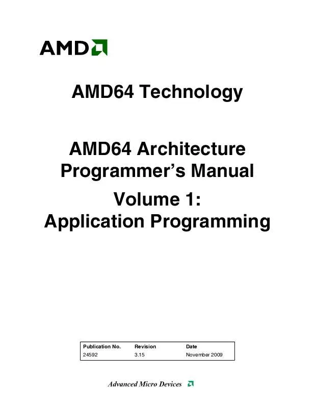 Mode d'emploi AMD AMD64 ARCHITECTURE