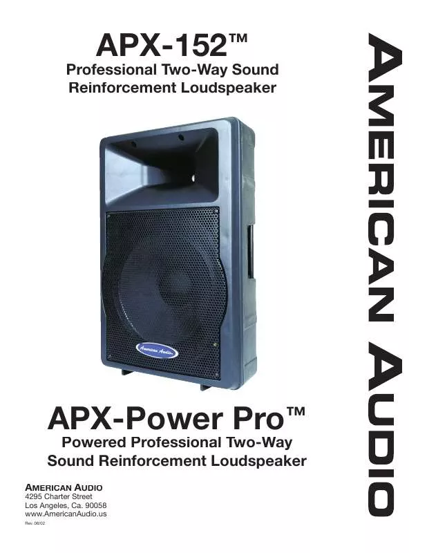Mode d'emploi AMERICAN AUDIO APX-POWER PRO