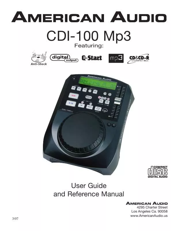 Mode d'emploi AMERICAN AUDIO CDI-100 MP3