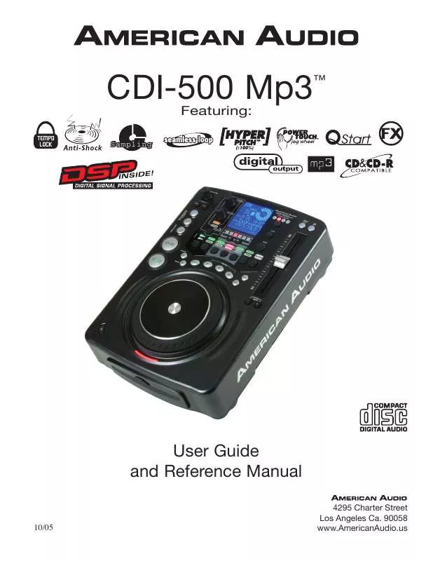 Mode d'emploi AMERICAN AUDIO CDI-500 MP3
