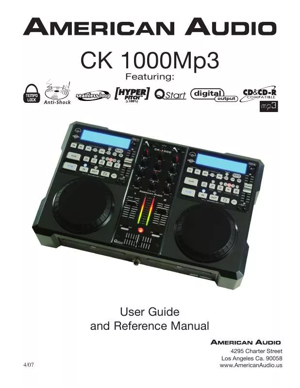 Mode d'emploi AMERICAN AUDIO CK 1000-MP3