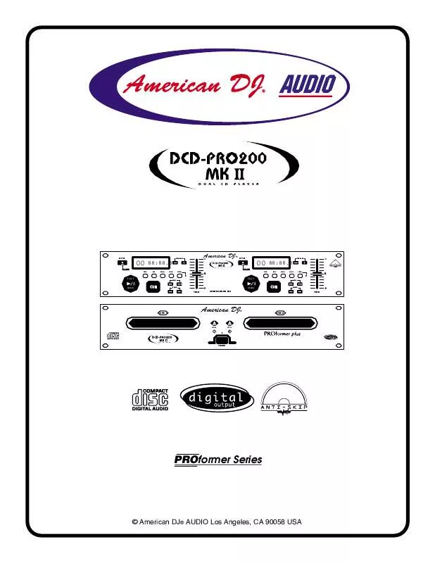Mode d'emploi AMERICAN AUDIO DCD-PR200 MK2