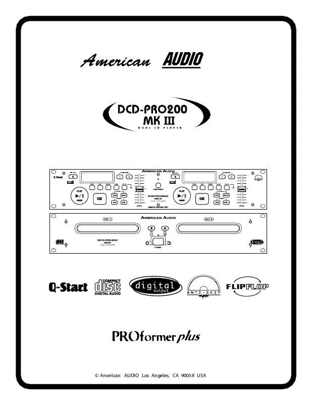 Mode d'emploi AMERICAN AUDIO DCD PRO200 MK3