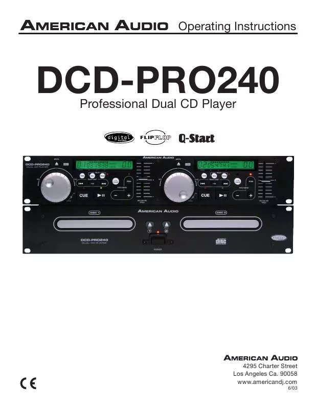 Mode d'emploi AMERICAN AUDIO DCD-PRO240