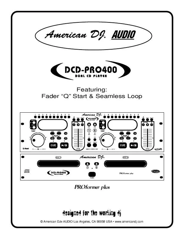 Mode d'emploi AMERICAN AUDIO DCD-PRO400
