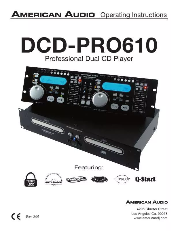 Mode d'emploi AMERICAN AUDIO DCD-PRO610