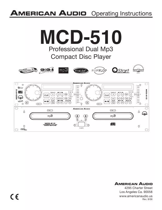 Mode d'emploi AMERICAN AUDIO MCD-510