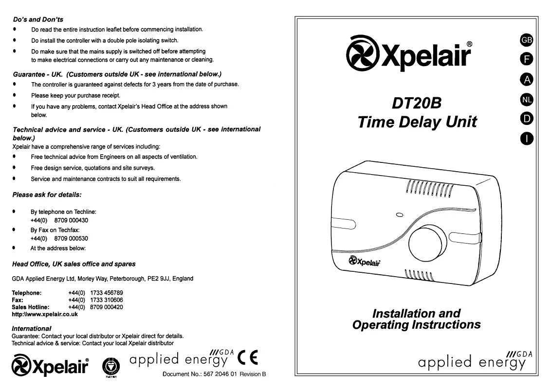 Mode d'emploi APPLIED ENERGY DT20B