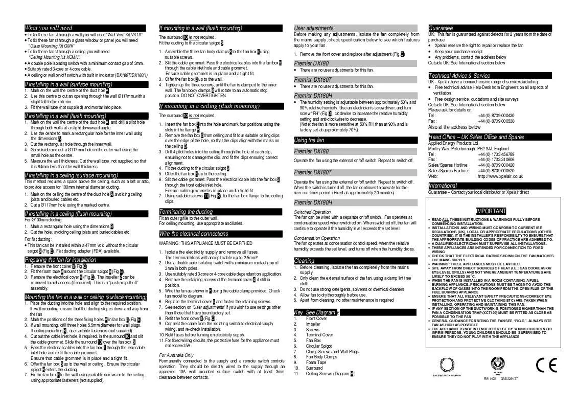 Mode d'emploi APPLIED ENERGY DX180