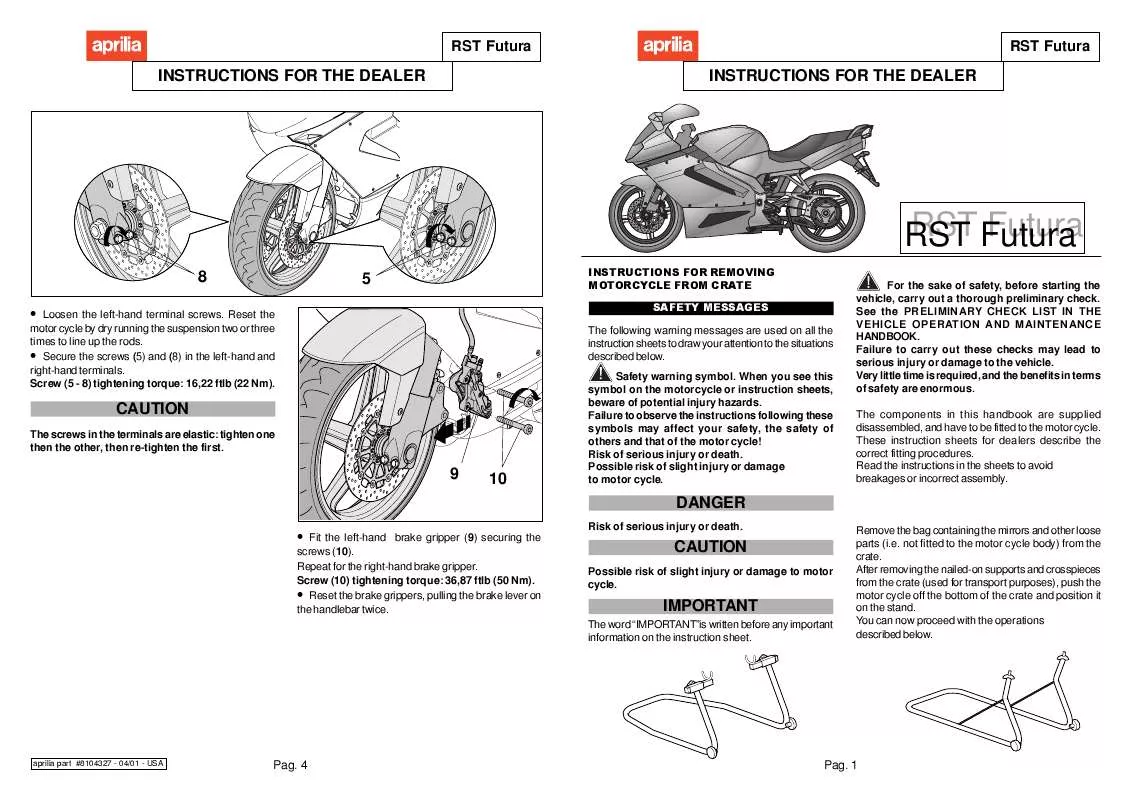 Mode d'emploi APRILIA RST FUTURA