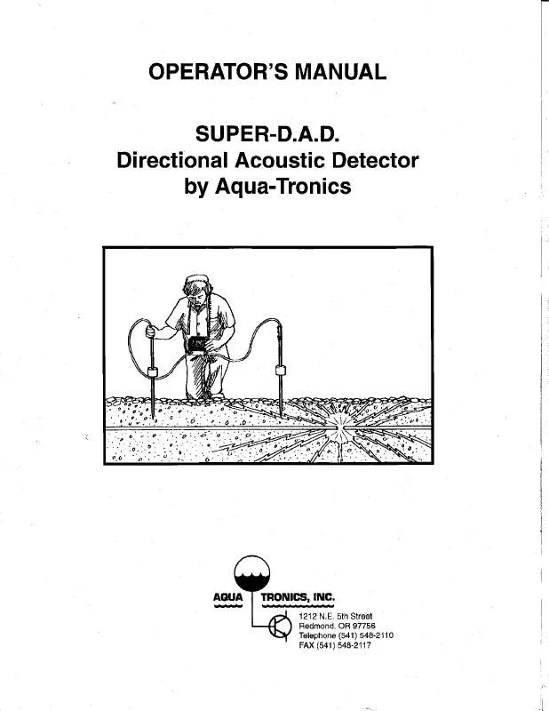 Mode d'emploi AQUA-TRONICS BIDIRECTIONAL ACOUSTIC DETECTOR SUPER-DAD