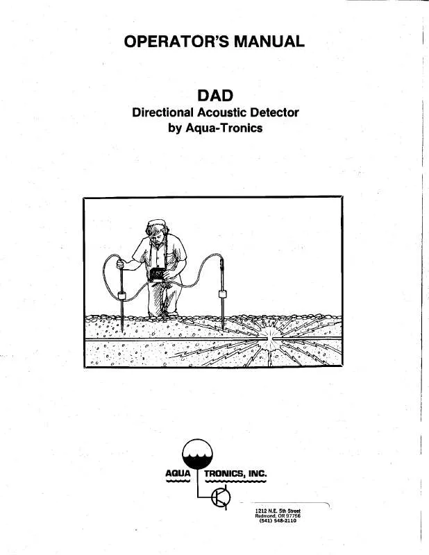 Mode d'emploi AQUA-TRONICS DIRECTIONAL ACOUSTIC DETECTOR DAD