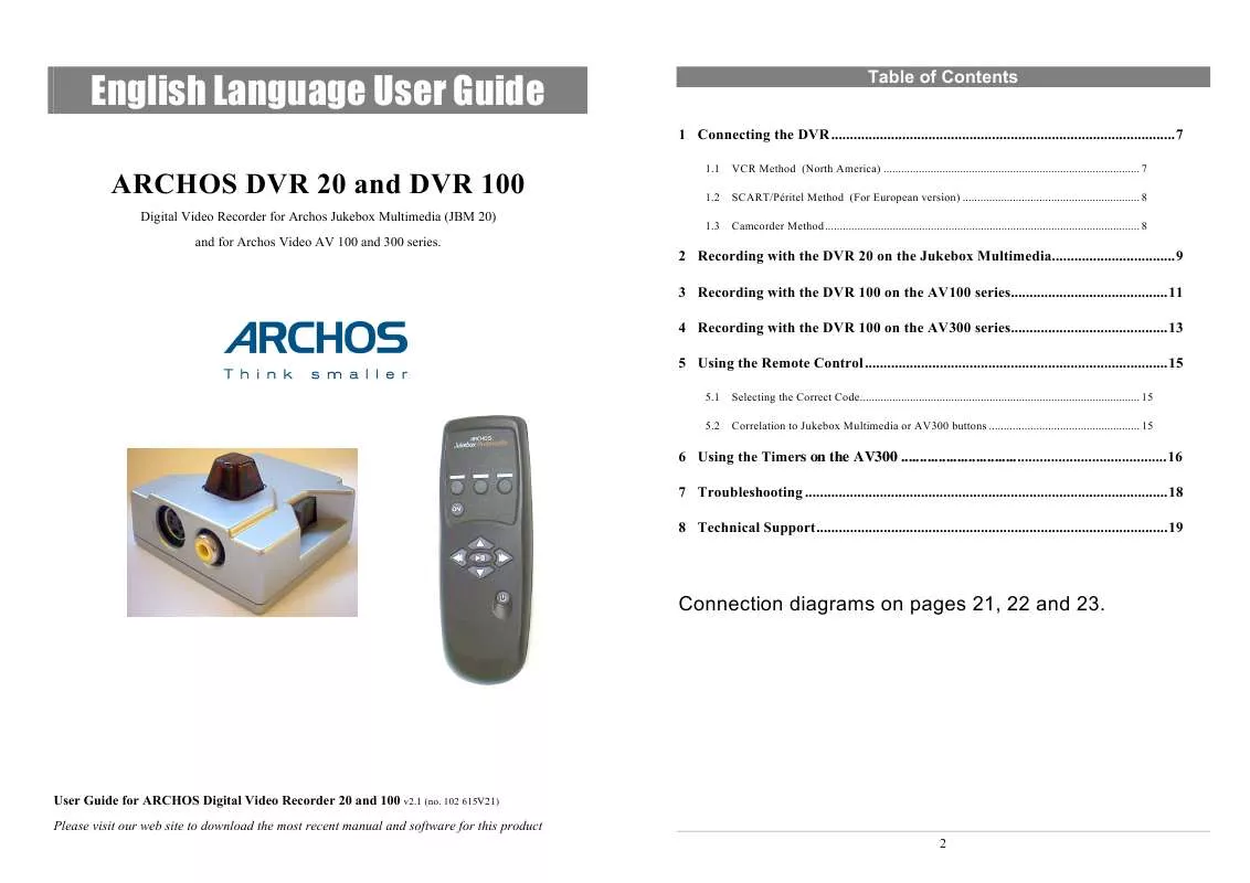 Mode d'emploi ARCHOS DVR 20