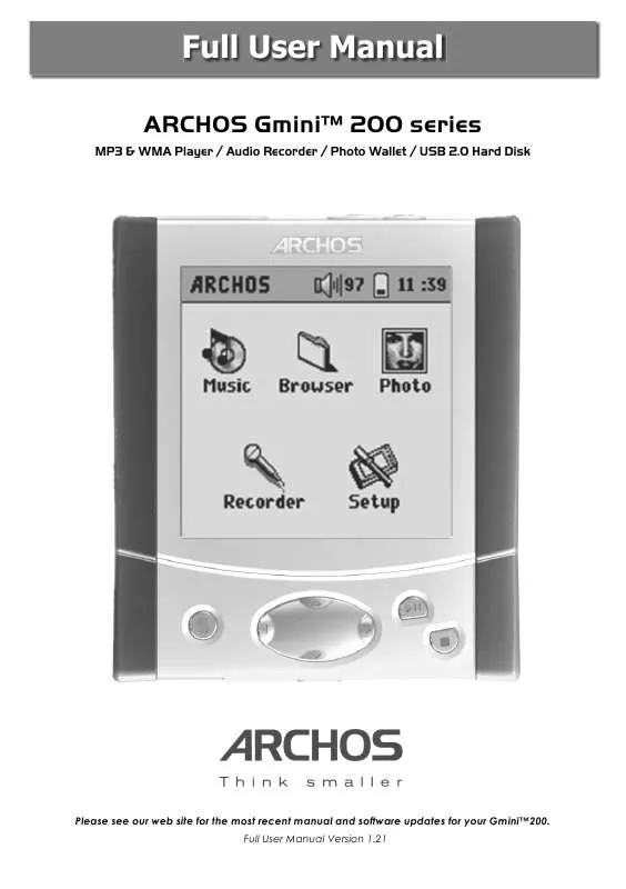 Mode d'emploi ARCHOS GMINI 220