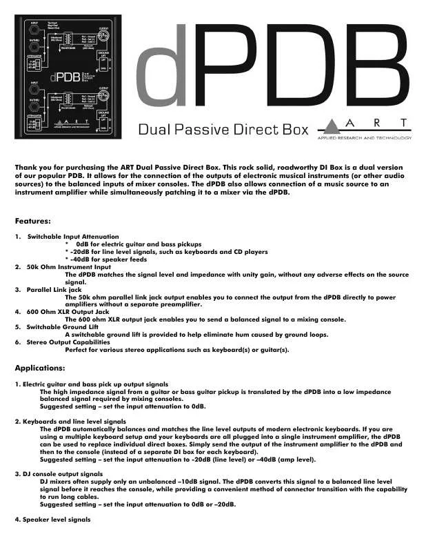 Mode d'emploi ART DPDB