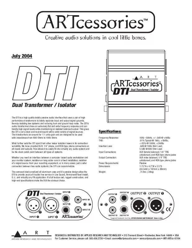 Mode d'emploi ART DTI