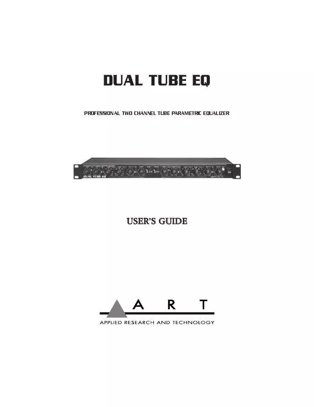 Mode d'emploi ART DUAL TUBE EQ